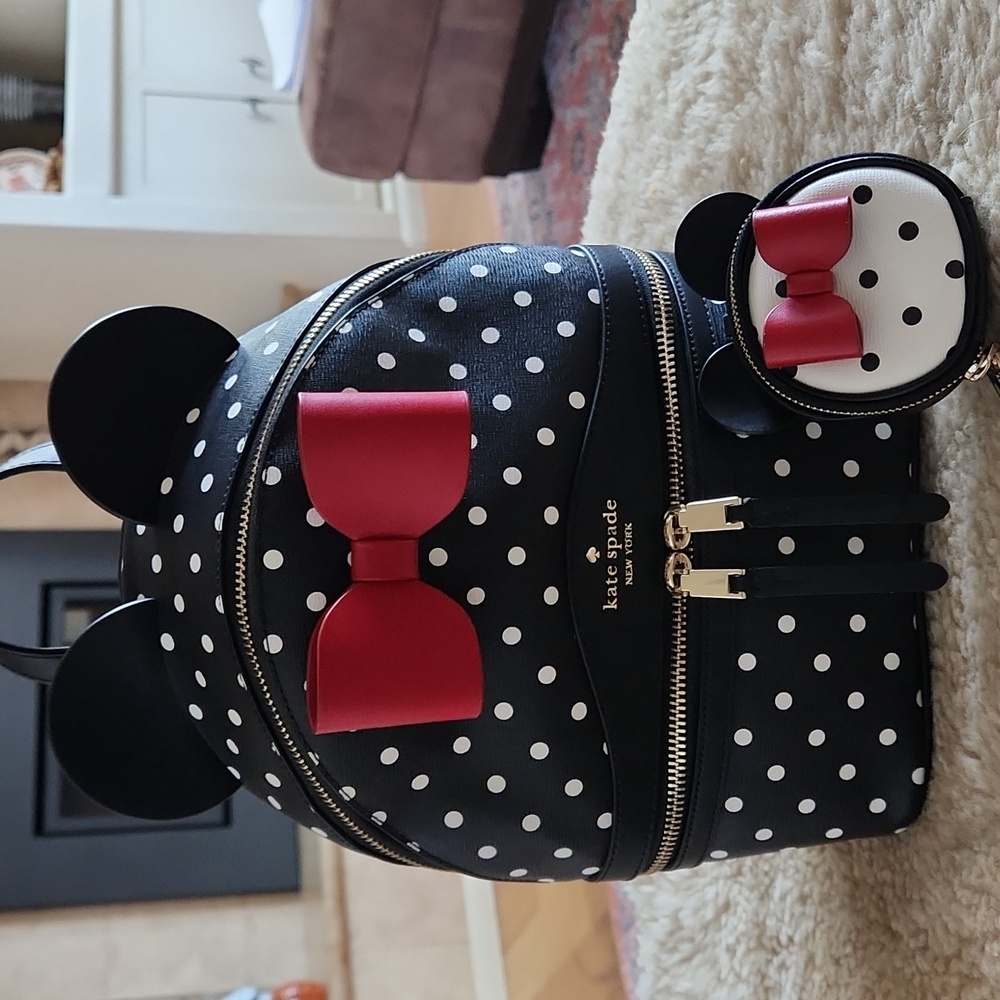Disney X Kate Spade Polka Dot Minnie Mouse Backpack & Wallet Set 🖤🐭❤️♠️ - Picture 16 of 16